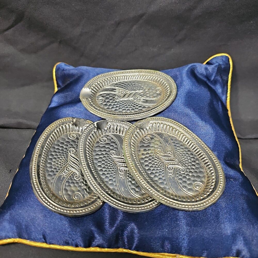 Vintage Set of 4 Made in Japan Pewter/Antimony Personal Guest Ashtrays Mid Cent
